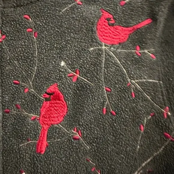 Croft & Barrow Micro Fleece Embroidered Cardinal Zip Up Jacket Sweater SMALL - Picture 4 of 15